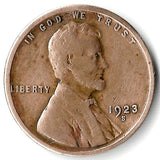 1923-S, Lincoln, Wheat, Cent, Coin, Penny, 1923, San Francisco, Mint, S, Roaring Twenties, Roaring 20s, Era, Detail, Lines, Shiny, Low Mintage, Semi, Key Date, Mint Mark, Mintmark, Copper, Wheatie, Wheat Ears, Detail, Wheat Back, Vintage, Rare, Metal, Antique, Collectible, Memorabilia, Invest, Hobby, Coins