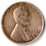 1924, Lincoln, Wheat, Cent, Coin, Penny, 1924-P, Philadelphia, Mint, P, Roaring Twenties, Roaring 20s, Era, Detail, Lines, Shiny, Low Mintage, Semi, Key Date, Mint Mark, Mintmark, Copper, Wheatie, Wheat Ears, Detail, Wheat Back, Vintage, Rare, Metal, Antique, Collectible, Memorabilia, Invest, Hobby, Coins