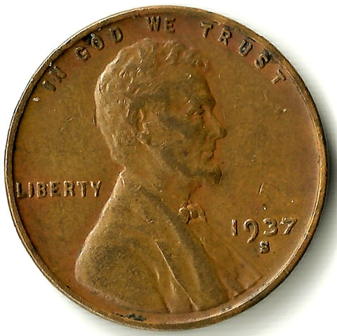 1937-S, Lincoln, Wheat, Cent, Coin, Penny, 1937, San Francisco, Mint, S, Pre-WWII, Pre World War II, Era, Detail, Lines, Shiny, Low Mintage, Semi, Key Date, Mint Mark, Mintmark, Copper, Wheatie, Wheat Ears, Detail, Wheat Back, Vintage, Rare, Metal, Antique, Collectible, Memorabilia, Invest, Hobby, Coins