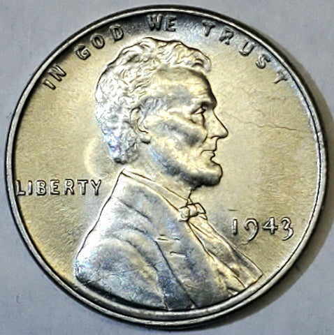1943, Lincoln, Wheat, Cent, Coin, Penny, Steel, Zinc, Steel-Coated, 1943-P, Philadelphia, Mint, P, Detail, Lines, Early, WWII, World War II, Era, War, Low Mintage, Semi, Key Date, Mintmark, Copper, Wheatie, Wheat Ears, Detail, Wheat Back, Vintage, Rare, Metal, Antique, Collectible, Memorabilia, Invest, Hobby, Coins
