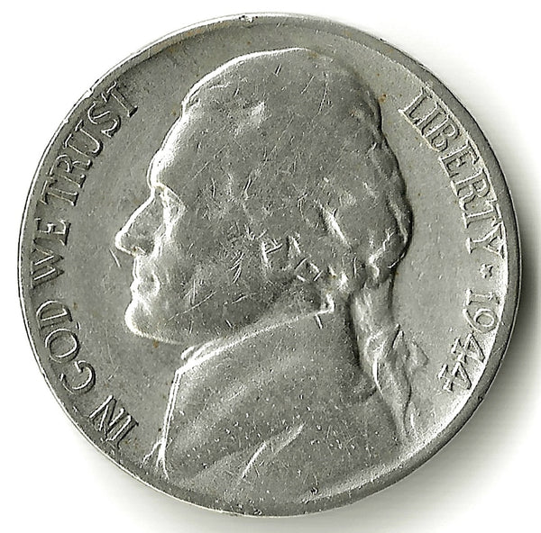 1944-P 5¢ Silver War Nickel, Very Rare WWII Era Coin Jefferson