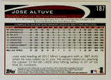 Altuve, Jose, Rookie, First, Base Set, Base, Card, 2012, Topps, 187, RC, Gigante, MVP, RC, Batting Title, 2nd Base, Second Base, World Series, Houston, Astros, Home Runs, Slugger, RC, Baseball, MLB, Baseball Cards