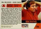 Belichick, Bill, Rookie, 1991, Pro Set, 126, RC, Coach, Manager, Cleveland, Browns, New England, Patriots, Super Bowl, Champion, Championship, Title, Rings, Wins, Awards, Gridiron, Football, RC, Hobby, NFL, Football Cards