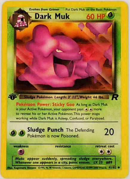 Pokemon 1st Edition Dark Muk 41/82 Team Rocket First Edition Card, TCG –  CardboardandCoins.com