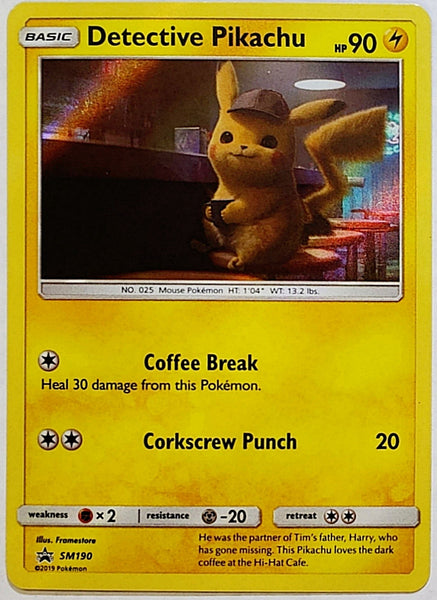 Pokemon Detective Pikachu Holo Rare SM190 Sun Moon Black Star Promo CardboardandCoins.com Pokemon Detective Pikachu Holo Rare SM190 Sun Moon Black Star Promo CardboardandCoins.com