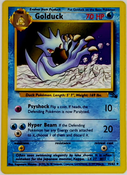 Pokemon Golduck 35/62 Fossil Unlimited Edition, 1999, Wizards, TCG CardboardandCoins.com Pokemon Golduck 35/62 Fossil Unlimited Edition, 1999, Wizards, TCG CardboardandCoins.com