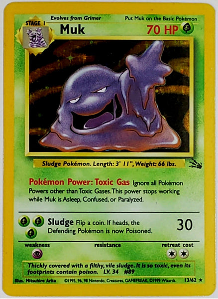 Pokemon Muk Holo Rare 13/62 Fossil Unlimited, 1999, Wizards, TCG