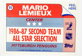 Mario Lemieux, Topps, Sticker, Insert, Pittsburgh, Penguins, Hockey Card, HOF