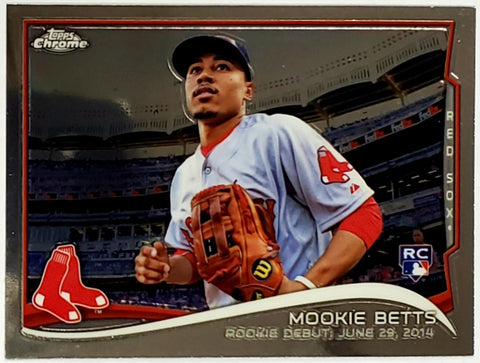 Betts, Mookie, Rookie, Debut, 2014, Topps, Chrome, Update, MB-46, RC, MVP, All-Star, Gold Glove, Silver Slugger, Batting Title, World Series, Title, Champion, Stolen Bases, Boston, Red Sox, Los Angeles, Dodgers, Home Runs, Slugger, RC, Baseball, MLB, Baseball Cards