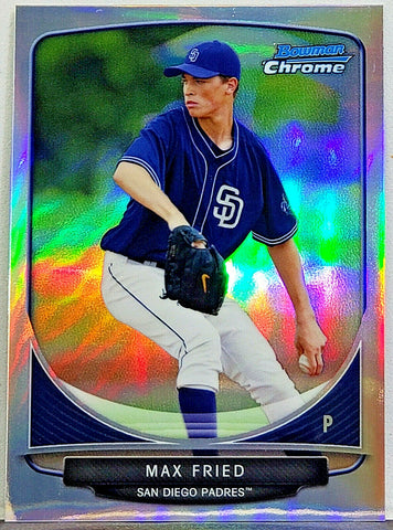 Fried, Rookie, Refractor, Mini, Max, 2013, Bowman, Chrome, Cream of the Crop, CC-SDP3, Pitcher, San Diego, Padres, Atlanta, Braves, Strikeouts, RC, Baseball Cards