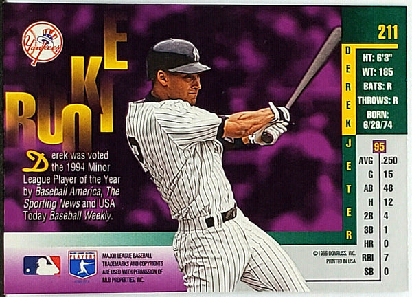 Derek Jeter Rookie Gold Leaf Rookie Foil 1996 Leaf #211, HOF