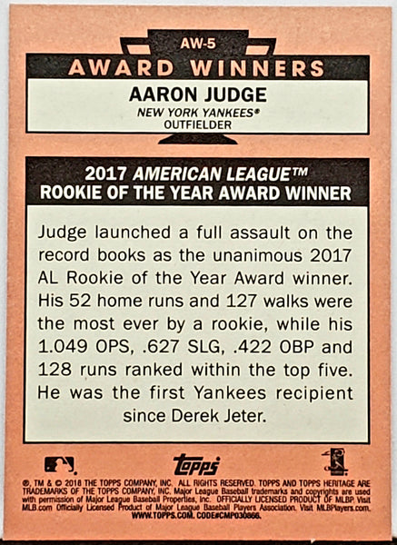 Aaron Judge Refractor 1983 Topps Retro 2018 Topps Chrome #83T-1, ROY –