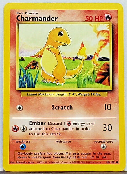 Pokemon Charmander 46/102 Base Set Card, TCG High-Demand, Wizards/WOTC –  CardboardandCoins.com