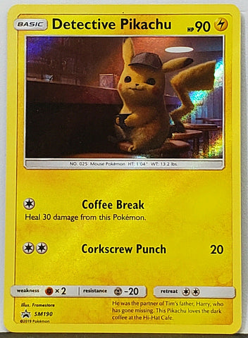 Pokemon, Detective, Pikachu, SM190, Holo, Sun, Moon, Black Star, Promo, Movie, 2019, Pokemon, Card, TCG, Game, Collect, Trading, Vintage, Collectibles, Pokemon Cards