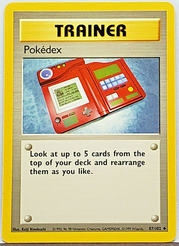 Pokemon, Pokedex, 87, 87-102, 87/102, Uncommon, Trainer, Card, Pokemon, Base Set, Unlimited, Edition, 1999, TCG, Game, Collect, Trading, Vintage, Collectibles, Pokemon Cards
