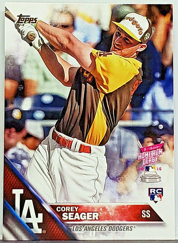 Seager, Rookie, HR Derby, Home Run Derby, Derby, Corey, 2016, Topps, Update, US205, Phenom, ROY, All-Star, Silver Slugger, World Series, Los Angeles, Dodgers, Texas, Rangers, Home Runs, Slugger, RC, Baseball Cards