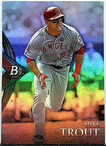 Trout, Mike, Refractor, Foil, 2014, Bowman, Platinum, 2, Topps, MVP, Rookie Of The Year, ROY, All-Star, Gold Glove, Silver Slugger, All-Star Game MVP, On-Base Percentage, OBP, OPS, WAR, Stolen Bases, Speed, Power, Los Angeles, Angels, Anaheim, Home Runs, Slugger, RC, Baseball, MLB, Baseball Cards