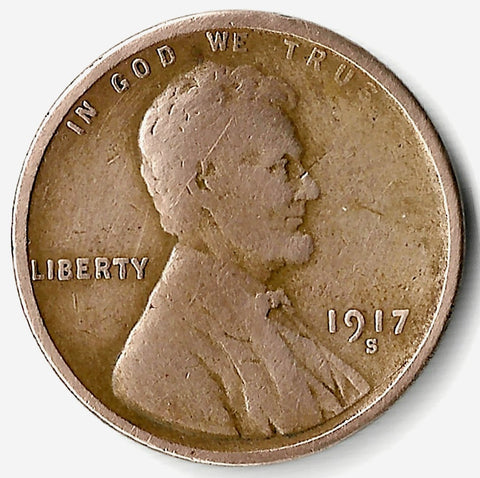 1917-S, Lincoln, Wheat, Cent, Coin, Penny, 1917, San Francisco, Mint, S, World War I, WWI, Era, Detail, Lines, Shiny, Low Mintage, Semi, Key Date, Mint Mark, Mintmark, Copper, Wheatie, Wheat Ears, Detail, Wheat Back, Vintage, Rare, Metal, Antique, Collectible, Memorabilia, Invest, Hobby, Coins
