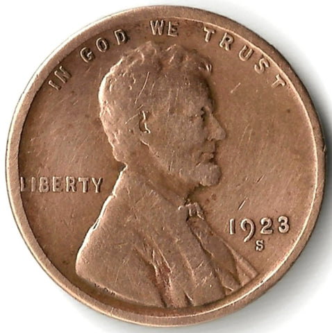 1923-S, Lincoln, Wheat, Cent, Coin, Penny, 1923, San Francisco, Mint, S, Roaring Twenties, Roaring 20s, Era, Detail, Lines, Shiny, Low Mintage, Semi, Key Date, Mint Mark, Mintmark, Copper, Wheatie, Wheat Ears, Detail, Wheat Back, Vintage, Rare, Metal, Antique, Collectible, Memorabilia, Invest, Hobby, Coins