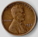 1923-S, Lincoln, Wheat, Cent, Coin, Penny, 1923, San Francisco, Mint, S, Roaring Twenties, Roaring 20s, Era, Detail, Lines, Shiny, Low Mintage, Semi, Key Date, Mint Mark, Mintmark, Copper, Wheatie, Wheat Ears, Detail, Wheat Back, Vintage, Rare, Metal, Antique, Collectible, Memorabilia, Invest, Hobby, Coins