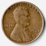 1923-S, Lincoln, Wheat, Cent, Coin, Penny, 1923, San Francisco, Mint, S, Roaring Twenties, Roaring 20s, Era, Detail, Lines, Shiny, Low Mintage, Semi, Key Date, Mint Mark, Mintmark, Copper, Wheatie, Wheat Ears, Detail, Wheat Back, Vintage, Rare, Metal, Antique, Collectible, Memorabilia, Invest, Hobby, Coins