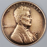 1931-D, Lincoln, Wheat, Cent, Coin, Penny, 1931, Denver, Mint, D, Semi-Key, Semi Key, Great Depression, Depression, Era, Detail, Lines, Shiny, Low Mintage, Semi, Key Date, Mint Mark, Mintmark, Copper, Wheatie, Wheat Ears, Detail, Wheat Back, Vintage, Rare, Metal, Antique, Collectible, Memorabilia, Invest, Hobby, Coins