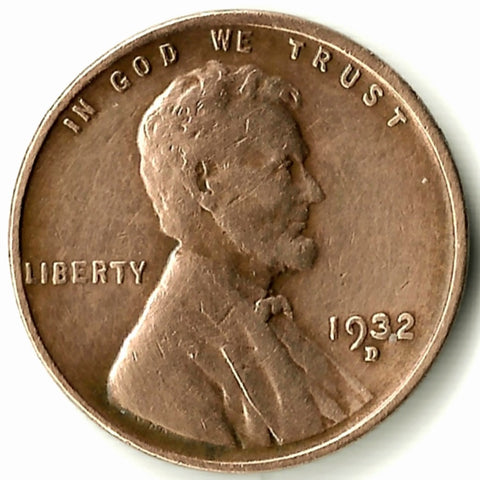 1932-D, Lincoln, Wheat, Cent, Coin, Penny, 1932, Denver, Mint, D, Great Depression, Depression, Era, Detail, Lines, Shiny, Low Mintage, Semi, Key Date, Mint Mark, Mintmark, Copper, Wheatie, Wheat Ears, Detail, Wheat Back, Vintage, Rare, Metal, Antique, Collectible, Memorabilia, Invest, Hobby, Coins