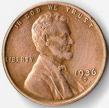 1936-D, Lincoln, Wheat, Cent, Coin, Penny, 1936, Denver, Mint, D, Pre-WWII, Pre World War II, Era, Detail, Lines, Shiny, Low Mintage, Semi, Key Date, Mint Mark, Mintmark, Copper, Wheatie, Wheat Ears, Detail, Wheat Back, Vintage, Rare, Metal, Antique, Collectible, Memorabilia, Invest, Hobby, Coins