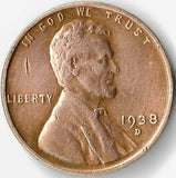 1938-D, Lincoln, Wheat, Cent, Coin, Penny, 1938, Denver, Mint, D, Pre-WWII, Pre World War II, Era, Detail, Lines, Shiny, Low Mintage, Semi, Key Date, Mint Mark, Mintmark, Copper, Wheatie, Wheat Ears, Detail, Wheat Back, Vintage, Rare, Metal, Antique, Collectible, Memorabilia, Invest, Hobby, Coins
