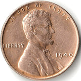 1940, Lincoln, Wheat, Cent, Coin, Penny, Shiny, 1940-P, Philadelphia, Mint, P, Detail, Lines, Early, WWII, World War II, Era, War, Detail, Lines, Shiny, Low Mintage, Semi, Key Date, Mintmark, Copper, Wheatie, Wheat Ears, Wheat Back, Vintage, Rare, Metal, Antique, Collectible, Memorabilia, Invest, Hobby, Coins