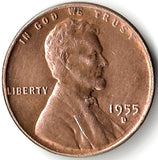 1955-D, Lincoln, Wheat, Cent, Coin, Penny, 1955, Denver, Mint, D, Post War, Era, Detail, Lines, Shiny, Low Mintage, Semi, Key Date, Mint Mark, Mintmark, Copper, Wheatie, Wheat Ears, Wheat Back, Vintage, Rare, Metal, Antique, Collectible, Memorabilia, Invest, Hobby, Coins