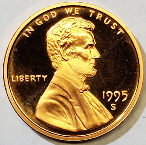 1995-S, Lincoln, Memorial, Cent, Coin, Penny, 1995, Proof, San Francisco, Mint, S, Detail, Lines, Shiny, Low Mintage, Semi, Key Date, Mint Mark, Mintmark, Copper, Detail, Vintage, Rare, Metal, Antique, Collectible, Memorabilia, Invest, Hobby, Coins