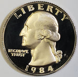 1984-S, Proof, George, Washington, Quarter, Coin, 1984, San Francisco, Mint, S, Detail, Shiny, Mint Mark, Mintmark, Low Mintage, Vintage, Rare, Metal, Antique, Collectible, Memorabilia, Invest, Hobby, Coins