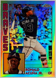 Acuna, Jr, Ronald, Refractor, 1984, Retro, 35th Anniversary, Insert, 2019, Topps, Chrome, 84TC-24, Rookie Of The Year, ROY, All-Star, World Series, Atlanta, Braves, Home Runs, Slugger, RC, Baseball, MLB, Baseball Cards