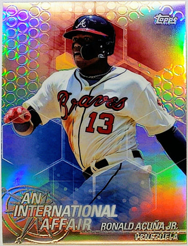 Acuna, Jr, Ronald, Rookie, Refractor, 2018, Topps, Chrome, Update, International, Affair, IA-RA, RC, MVP, Rookie Of The Year, ROY, World Series, Atlanta, Braves, Home Runs, Slugger, RC, Baseball, MLB, Baseball Cards