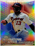 Acuna, Jr, Ronald, Rookie, Refractor, 2018, Topps, Chrome, Update, International, Affair, IA-RA, RC, MVP, Rookie Of The Year, ROY, World Series, Atlanta, Braves, Home Runs, Slugger, RC, Baseball, MLB, Baseball Cards