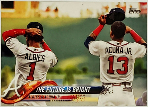 Acuna, Jr, Ronald, Albies, Ozzie, Future Is Bright, 2018, Topps, Update, US43, RC, MVP, Rookie Of The Year, ROY, Stolen Bases, All-Star, World Series, Atlanta, Braves, Home Runs, Slugger, RC, Baseball, MLB, Baseball Cards
