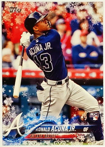 Acuna, Jr, Ronald, Rookie, Snowflake, 2018, Topps, Holiday, HMW50, RC, Rookie Of The Year, ROY, World Series, Atlanta, Braves, Home Runs, Slugger, RC, Baseball, MLB, Baseball Cards