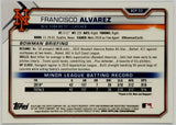 Alvarez, Francisco, Rookie, Catcher, Mojo, Refractor, Mega, Mega Box, Variation, 2021, Bowman, Chrome, Prospects, BCP53, BCP-53, 53, Topps, RC, New York, Mets, Citi Field, Home Runs, Slugger, RC, Baseball, MLB, Baseball Cards