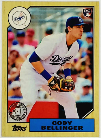 Bellinger, Cody, Rookie, 1987, Retro, 30th Anniversary, Insert, 2017, Topps, Update, US87-34, ROY, MVP, World Series, Los Angeles, Dodgers, Chicago, Cubs, Phenom, Stolen Bases, Speed, Power, Home Runs, Slugger, RC, Baseball, MLB, Baseball Cards