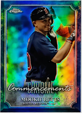 Betts, Mookie, Refractor, Commencements, 2015, Topps, Chrome, COM-8, MVP, All-Star, Batting Title, World Series, Title, Stolen Bases, Speed, Power, Boston, Red Sox, Los Angeles, Dodgers, Home Runs, Slugger, RC, Baseball, MLB, Baseball Cards