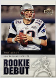 Brady, Tom, Rookie, Debut, Rookie Debut, 2005, Upper Deck, 57, RC, Quarterback, QB, MVP, Super Bowl, GOAT, Yards, Touch downs, Touchdowns, Passing, Receiving, Rushing, TD, New England, Patriots, Tampa, Tampa Bay, Buccaneers, Bucs, Memorabilia, Collectibles, Football, RC, Hobby, NFL, Football Cards