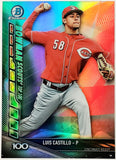 Castillo, Luis, Rookie, Refractor, 2017, Bowman, Chrome, Scouts, BSU-LC, Topps, RC, Cincinnati, Reds, Seattle, Mariners, Pitcher, Strikeouts, Ks, Baseball, MLB, RC, Baseball Cards