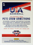 Crow-Armstrong, Pete, Rookie, Foil, Longevity, 2018, Panini, Stars And Stripes, Stars, Stripes, USA, Collegiate, Team USA, 64, PCA, 1st Round, First Round, Draft, Pick, New York, Mets, Chicago, Cubs, Speed, Power, Stolen Bases, Steals, Home Runs, Slugger, RC, Baseball, MLB, Baseball Cards