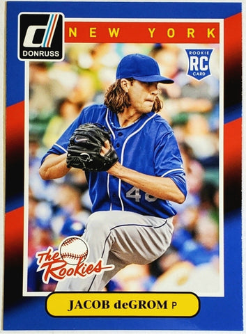DeGrom, Jacob, Rookie, 2014, Donruss, The Rookies, Panini, 74, RC, Jake, Rookie of The Year, ROY, Cy Young, All-Star, ERA Title, New York, Mets, Pitcher, Strikeouts, Ks, Baseball, MLB, RC, Baseball Cards