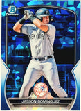 Dominguez, Jasson, Jason, Rookie, Blue, Sapphire, Refractor, Variation, 2023, Bowman, Chrome, Prospects, BCP-18, BCP18, Topps, RC, Prospect, The Martian, Futures Game, New York, Yankees, Bronx, Bombers, Home Runs, Slugger, RC, Baseball, MLB, Baseball Cards