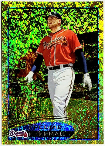 Freeman, Freddie, Gold, Sparkle, SP, Refractor, Error, 3B Twice, 2012, Topps, 215, MVP, All-Star, 1st Base, First Base, Atlanta, Braves, Los Angeles, Dodgers, World Series, Champ, Championship, Title, Ring, Home Runs, Slugger, RC, Baseball, MLB, Baseball Cards