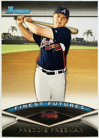 Freeman, Freddie, Rookie, 2011, Bowman, Finest, Futures, FF-10, FF10, RC, Topps, MVP, 1st Base, First Base, Atlanta, Braves, Los Angeles, Dodgers, World Series, Home Runs, Slugger, RC, Baseball, MLB, Baseball Cards