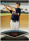 Freeman, Freddie, Rookie, 2011, Bowman, Finest, Futures, FF-10, FF10, RC, Topps, MVP, 1st Base, First Base, Atlanta, Braves, Los Angeles, Dodgers, World Series, Home Runs, Slugger, RC, Baseball, MLB, Baseball Cards