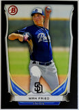 Fried, Max, Rookie, Black, Border, Asia, Variation, SP, Short Print, 2014, Bowman, TP-8, TP8, Draft, Prospect, Topps, RC, World Series, Atlanta, Braves, San Diego, Padres, Pitcher, Strikeouts, Ks, Baseball, MLB, RC, Baseball Cards
